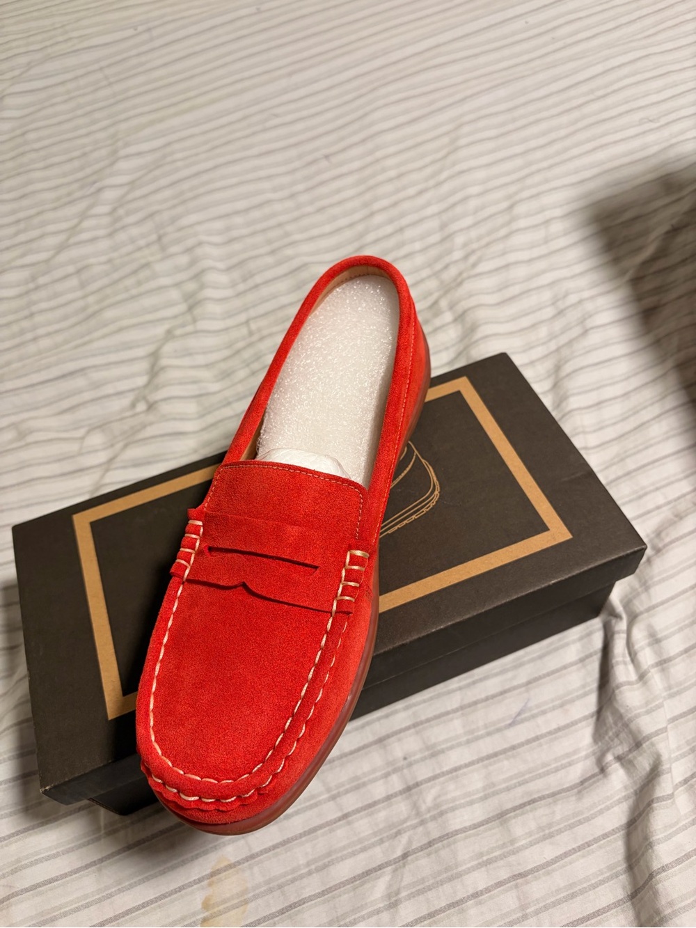Men's Red Suede Penny Loafers - Classic Slip-On